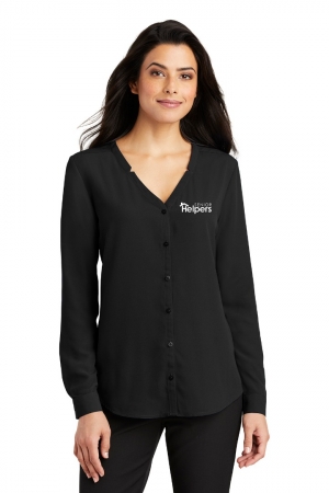 Port Authority Ladies Long Sleeve Button-Front Blouse.