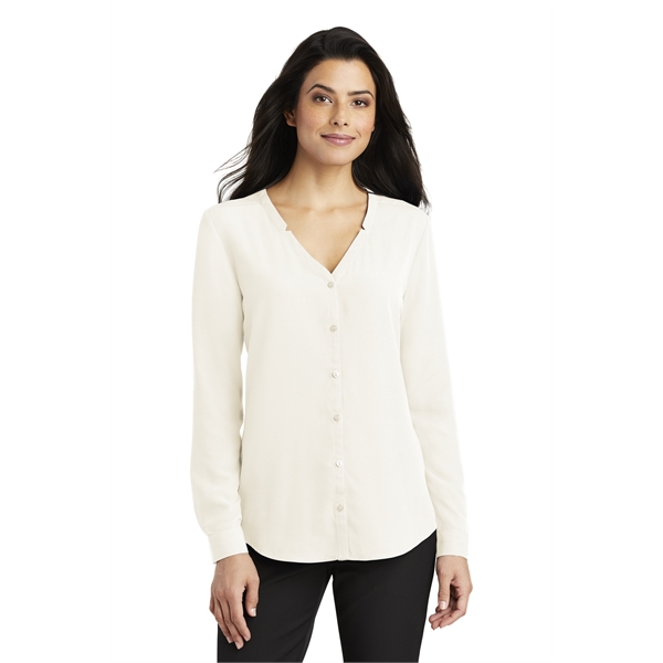 Port Authority Ladies Long Sleeve Button-Front Blouse. – Senior Helpers ...